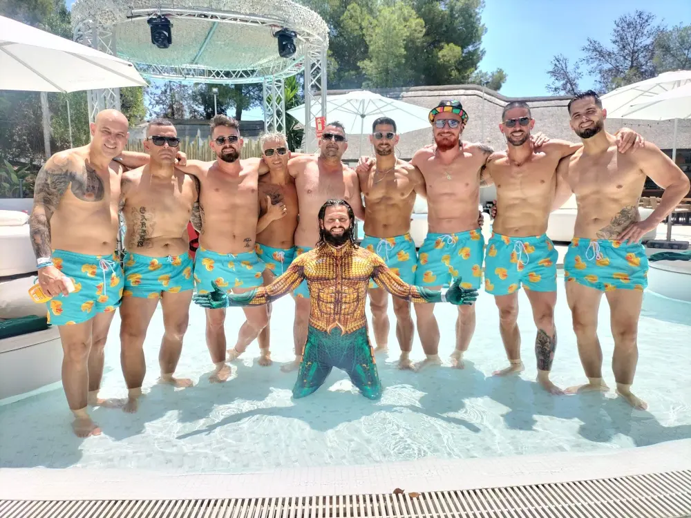 pool party, stag do, Málaga